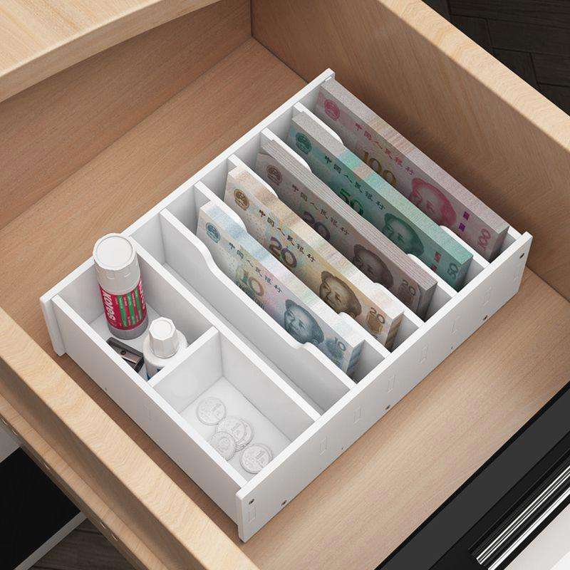 桌面零钱收纳盒财务钱币收纳盒纸币收银抽屉整理架收钱盒子零钱盒