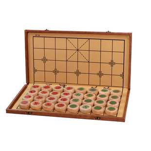 中国象棋加厚实木象棋子在便携折叠棋盘大号棋子学校家用老人送礼