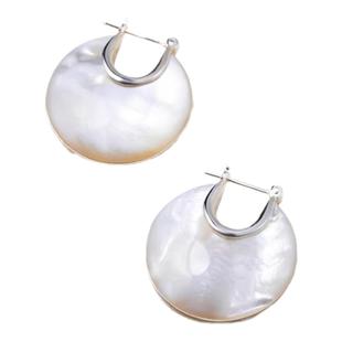 白色贝母耳环女2026新款小众高级感法式复古百搭耳钉S925银针耳饰