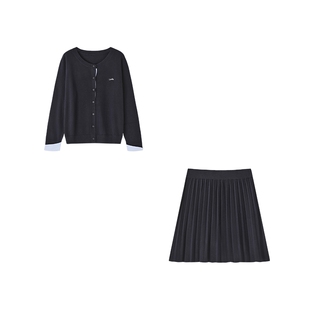 时然大码女装针织衫套装25秋季新款微胖mm显瘦长袖半身裙通勤套装