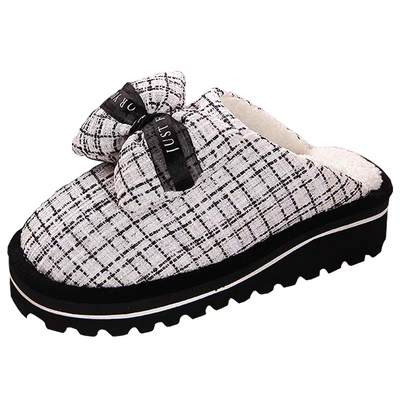 手工坡跟女士泡沫底棉拖鞋