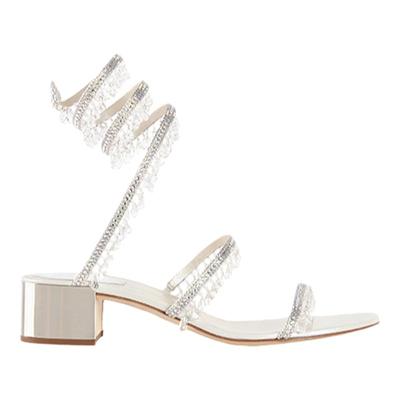 白色水钻绑rc高跟凉鞋
