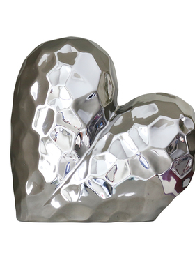 留连陶瓷锤纹爱心摆件