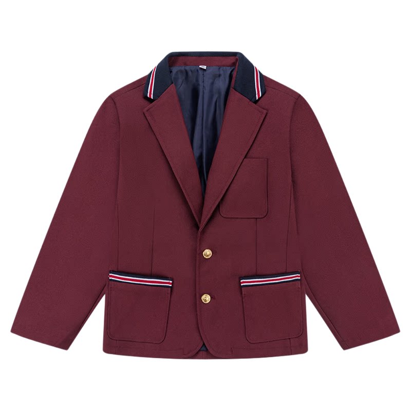 伊顿中小学生学校校服春秋款枣红西服礼仪服外套衬衫卡其西裤校服