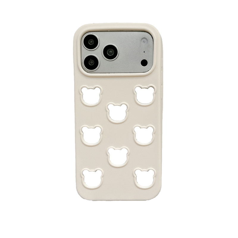 MoreRex软硅胶缕空可爱小熊脑袋适用苹果18手机壳iphone17promax新款18pro全包15防摔保护套14女款16简约萌系