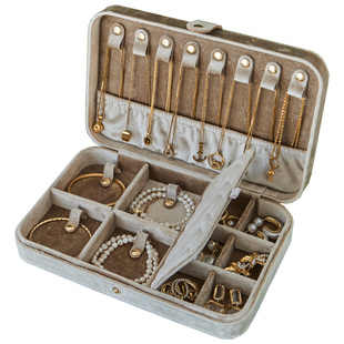 丝绒黄金项链收纳盒高档精致耳环戒指珠宝收拾盒2025年新款首饰盒