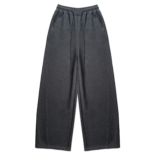 灰色运动阔腿裤女2025秋冬季新款加厚高腰宽松显瘦卫裤休闲弯刀裤