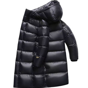 正品保罗高档极寒加厚90白鹅绒长款过膝羽绒服男女款连帽保暖外套