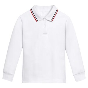 校服中小学生园服白色长袖打底衫春秋儿童POLO衫男女翻领加绒上衣