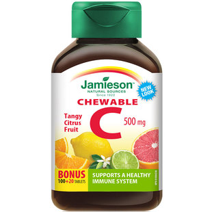 Jamieson健美生天然维他命vc维生素C咀嚼片120片柑橘味维c加拿大