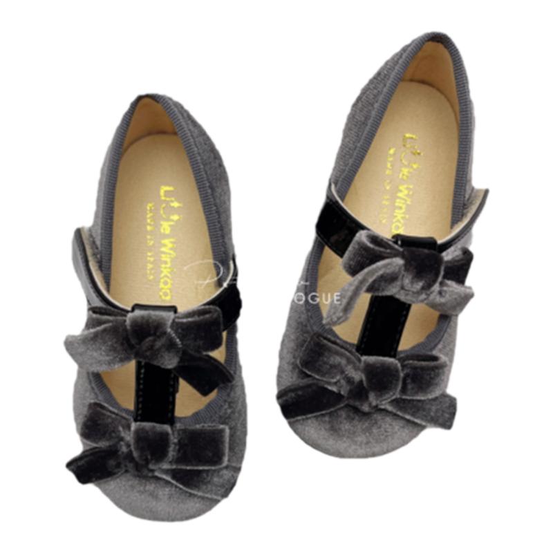 新款 西班牙 Little Winkaa 儿童公主LW 舞蹈鞋丝绒百搭奶奶鞋 女