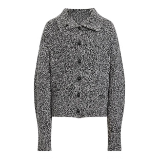 艾诺丝尚忆2025秋冬新款百搭翻领针织衫开衫女毛衣804148