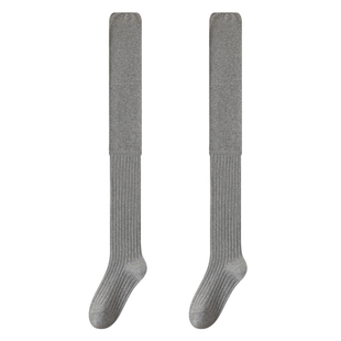 灰色过膝盖堆堆长筒袜子女春秋款配长靴子秋冬长腿大腿孕妇长袜套