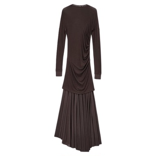 CONCISE-WHITE简白2025新款假两件连衣裙简约流畅长裙裙子女