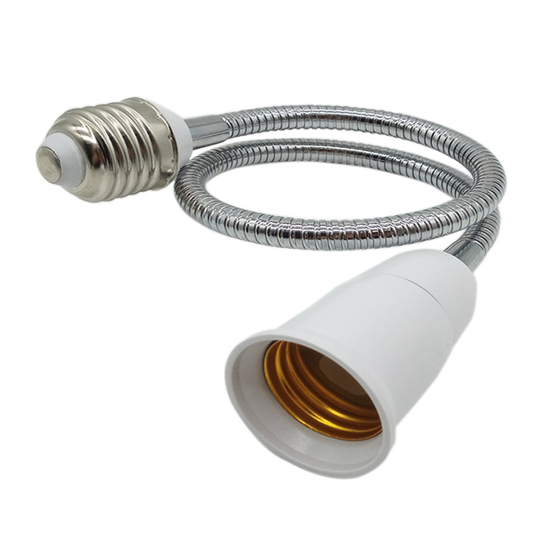 E27转E27软管加长灯头螺口转换器灯座转接头延长软杆led灯具万向