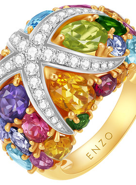 ENZO18K金多彩宝石钻石戒指