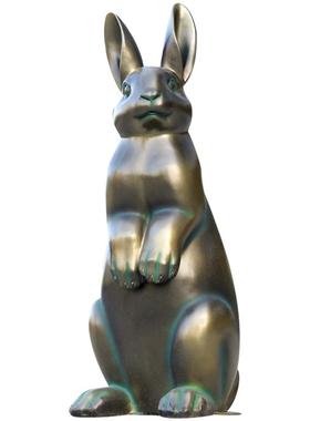 户外仿铜兔子雕塑玻璃钢动物小区