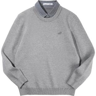 HLA/海澜之家中华龙双领针织衫25秋冬新款假两件加绒加厚打底衫男