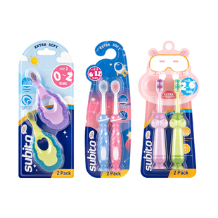 【自营】舒比拓婴幼儿0-3-6-12岁训练护齿乳牙儿童清洁2支装牙刷