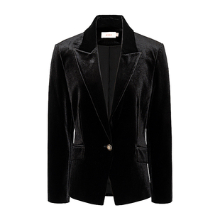 JESSIE流光智性风丝绒西装短外套女士修身职场套装2025年秋冬新款
