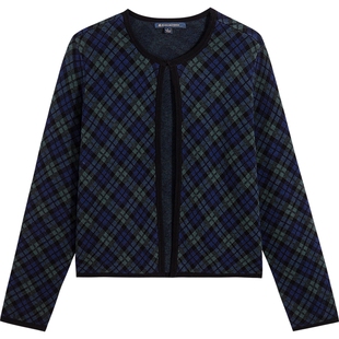 Brooks Brothers/布克兄弟女士25秋冬新品棉羊毛格纹复古开衫