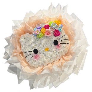 永生花玫瑰HelloKitty玩偶送闺蜜小众真花香皂花束情人节生日礼物