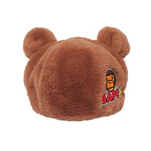 BAPE配饰卡通BABY MILO字母刺绣毛绒小熊帽子380606H