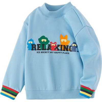 巴拉巴拉男童加绒卫衣宝宝打底衫秋冬款童装儿童上衣一体绒圆领厚