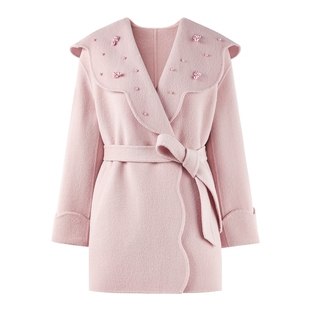 MISSCOCOON可可尼翻领大衣女2025冬季新款千金风中长款毛呢外套