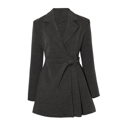 DPLAY灰色西装女通勤女装西服春季新款翻领收腰加厚好看气质外套