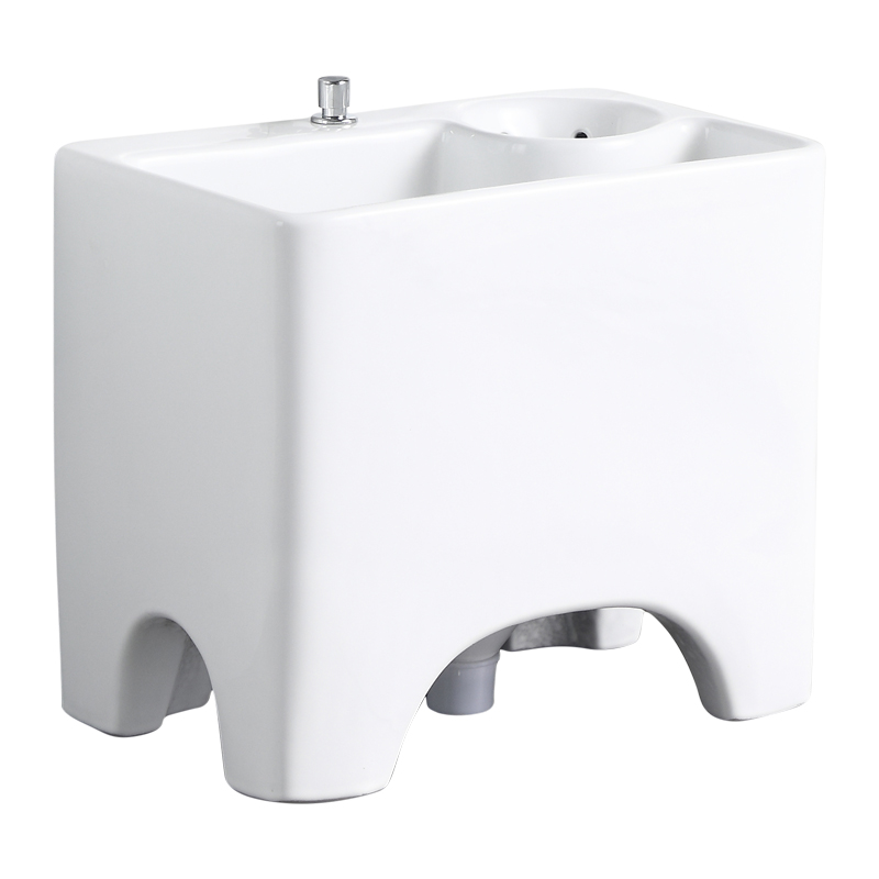 家用陶瓷洗拖把池阳台地拖布池卫生间一体成型沥水篮落地式墩布池