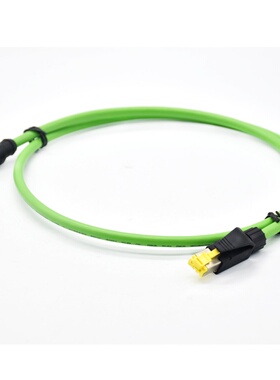 工业以太网M12 D 型转RJ45压接连接器绿色PUR线网线接头