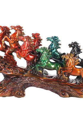 黄铜开业礼品新中式客厅八骏雄风