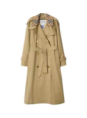 长款格纹衣领Trench风衣BURBERRY