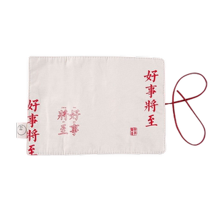 玖玖文房 常有欢喜创意中国风复古卷帘笔袋大容量日式布艺铅笔袋未来可期万事胜意初高中生多功能学生文具盒