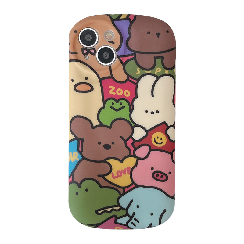 趣味可爱动物卡通适用iphone16promax手机壳苹果14新款15pro硅胶保护套12女款11小众14pro全包椭圆