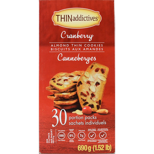 加拿大进口THINaddictives薄上影蔓越莓扁桃仁香烤薄脆饼干690g