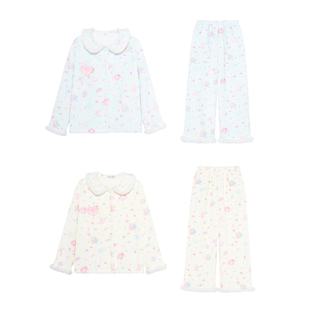 RooMance汝曼司 洛神情书法兰绒睡衣女冬季加厚可外穿家居服套装