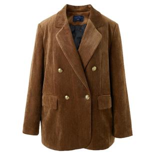 若潮大码女装2024冬季新款西装式羽绒鹅绒服双排扣中长宽松胖MM