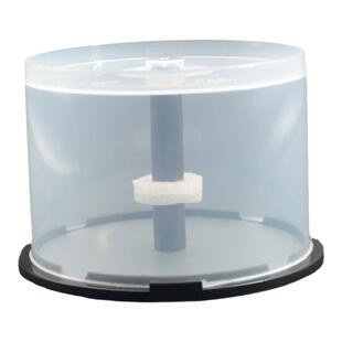 光盘桶布丁桶cd dvd桶50片空桶光盘盒透明塑料桶收纳桶12cm直径光盘桶