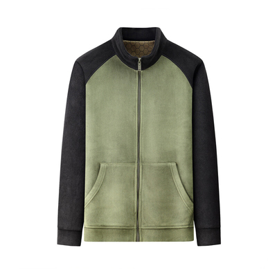 双面摇粒绒保暖卫衣拼色插肩袖