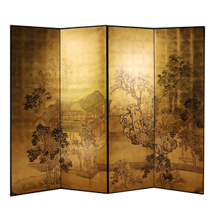 寂然 | 中式屏风隔断客厅入户玄关遮挡折叠移动东方美学金箔屏风