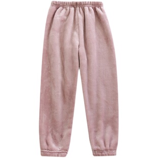 儿童珊瑚绒家居裤冬季新款男女童加绒保暖裤宝宝睡裤中大童暖暖裤