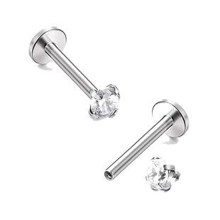 钛钢锆石内牙唇钉 鼻钉 长杆耳骨钉 女生小耳朵耳钉 耳蜗钉酒窝钉