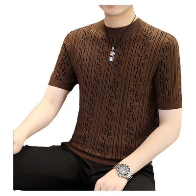 男士冬季半高领潮流修身圆领毛衣