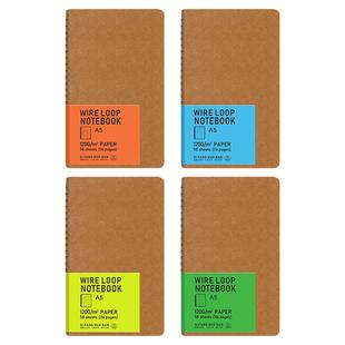 四方伙伴复古双线圈笔记本A6空白牛皮简约记账便携迷你随身便签本口袋本B6加厚线圈本简约会议记事本