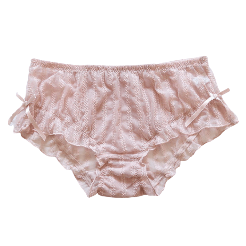 N600舒适女士低腰中腰泡泡蕾丝薄款透气蝴蝶结可爱女生内裤M/L/XL