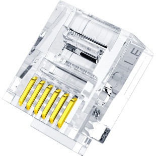沃迪特 镀金6芯电话水晶头 纯铜RJ12六芯水晶头 6P6C电话线水晶头
