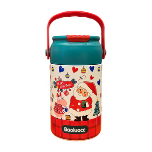 圣诞款礼物卡通保温杯女生大容量茶水分离手提便携双饮吸管水杯子