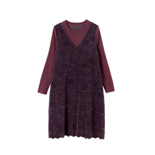 宝诗黎假两件蕾丝拼接连衣裙2026春季气质优雅时尚宽松休闲A字裙